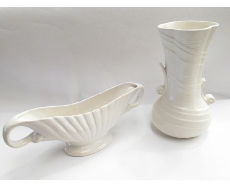 A Sylvac white glazed ceramic vase together with an Arthur Wood posy bowl of urn form (2)