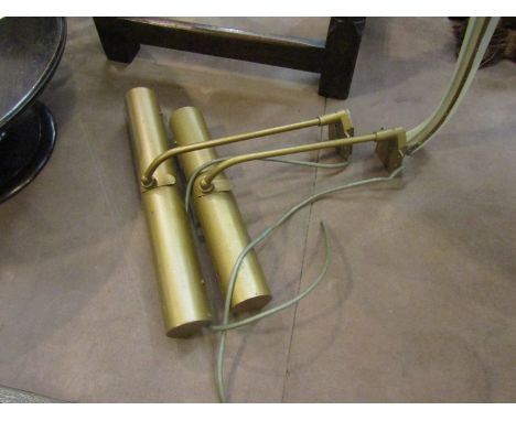 A brass effect picture wall light with another, 33cm wide and 27cm wide
