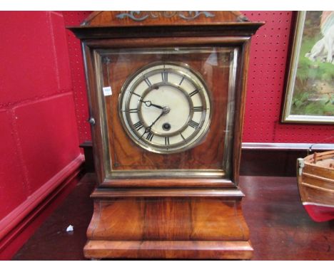 A mantel clock with wooden plates, movement made by Mathias Böhringer in Langenordnach (stamped to back of case) Circa 1855-6