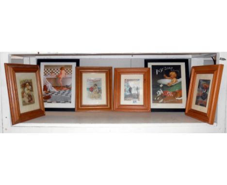 6 framed and glazed reproduction prints of vintage adverts