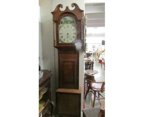 A 30 hour long case clock with painted dial, marked W Farrell, Rotherham.