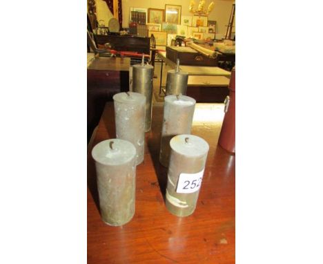 3 sets of brass clock weights. ****Condition report**** 8cm tall.4cm wide.