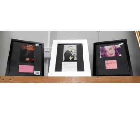 3 framed and glazed autographs including Sean Connery, Signed Boy George photo with Culture Club ticket and Roger Lloyd (Trig