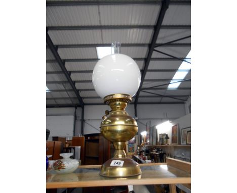 A brass oil lamp