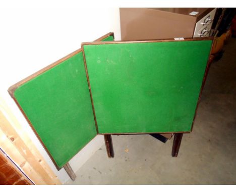 2 vintage folding card tables with green felt tops ****Condition report**** Wear &amp; scuffs to polished surfaces, green fel