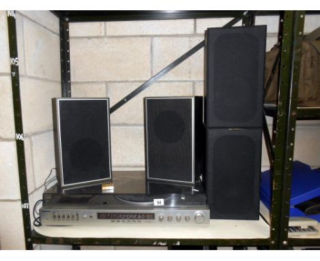 A vintage Panasonic SG-2200 Hi-Fi record cassette radio music system plus another pair of speakers