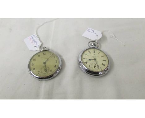 A vintage Ingersol Ltd., Triumph pocket watch together with a Services Sandown pocket watch.