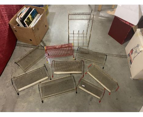 A collection of 9 vintage / retro 1950/60's record racks.