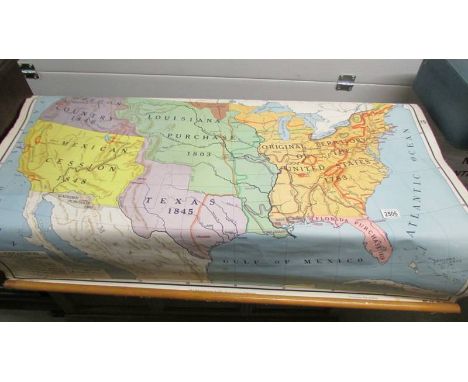 A large vintage hanging map of North America (1763-1860).