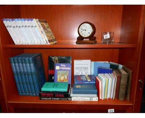 A Windrush Lodge Woodford Quartz mantle clock, an old Haddington Lodge whisky glass plus a quantity of Masonic/lodge books, b