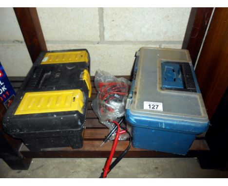 2 tool boxes with tools and a multimeter