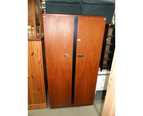 A vintage teak gents 2 door wardrobe 92cm x 58cm x height 176cm