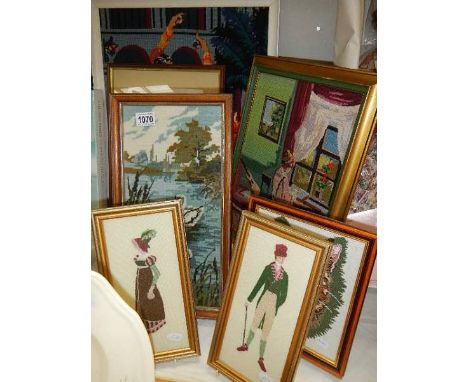 7 cross stitch/tapestry pictures.