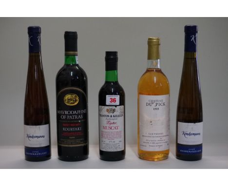 Five bottles of dessert wine, comprising: a 70cl Chateau du Pick, 1985, Sauternes; a 37.5cl Beerenauslese, 2005;&nbsp;a 37.5c