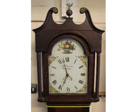 EARLY 19TH CENTURY WELSH OAK, THIRTY HOUR, LONG CASE CLOCK, marked: W. Williams, Merthyr, having broken swan neck pediment wi