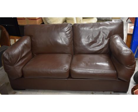 A brown leather John Lewis sofa. H.61 W.177 D.95cm