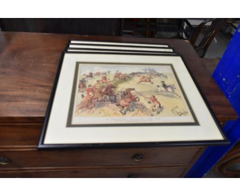 A set of four framed and glazed TALLY-HO hunting prints. H.41 W.48cm