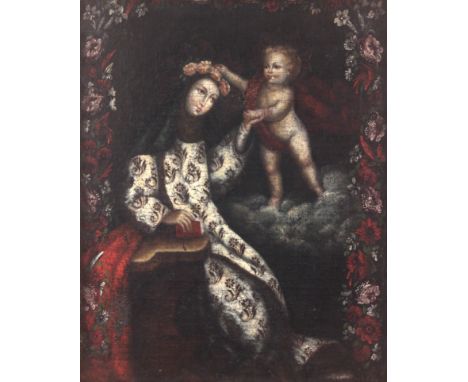 Escuela cuzqueña finales siglo XVII. Santa Rosa de Lima, óleo sobre lienzo, 62x49,5 cm.