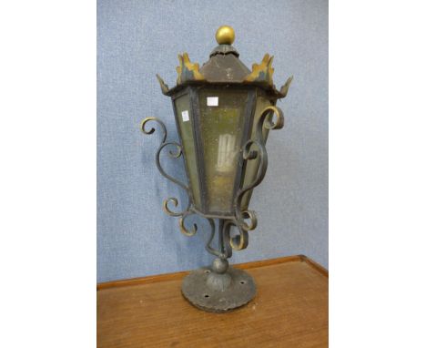 An early 20th Century wrought steel street lantern 