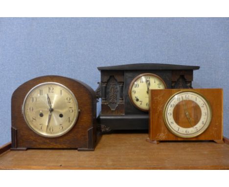 Three assorted mantel clocks 