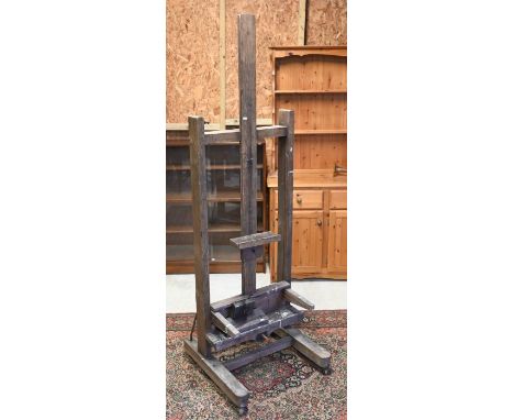 A vintage oak adjustable artists easel (note - no crank handle), and a/f