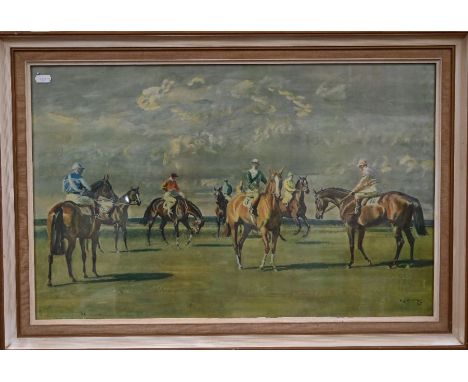 Munnings print - 'Before the Start, Newmarket', 39 x 62 cm