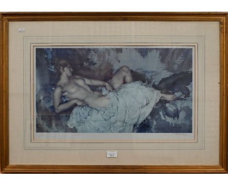 After William Russell Flint - 'Reclining Nude II', 1963 Frost and Reed print, pencil signed to margin, 35 x 60 cm