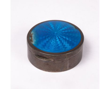 A silver and blue enamel round trinket box, Cohen & Charles, Birmingham 1944, 5.5cm diameter x 2.5cm high CONDITION REPORT: C