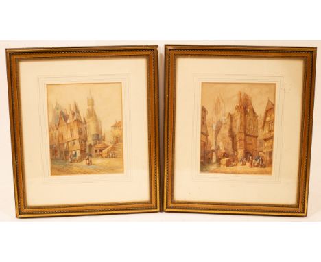 R Schiefer/Continental Street Scenes/signed/watercolour, 25cm x 20cm CONDITION REPORT: Condition information is not usually p