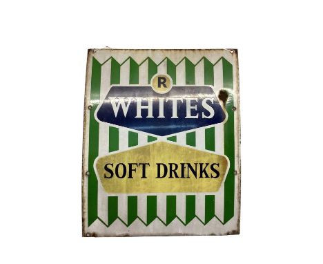 Original 'R Whites soft drinks' enamel advertising sign, 64 x 52cm