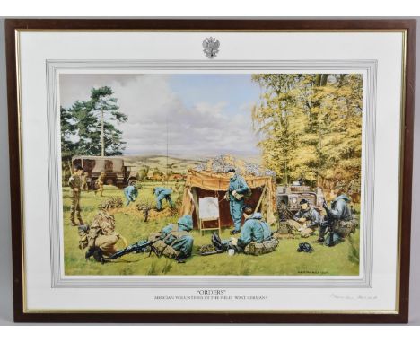 A Framed Military Norman Hoad Print, "Orders", Signed by Artist, Subject 46x31cm
