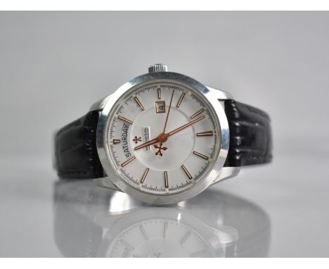 A Boxed Dreyfuss and Co Wrist Watch, Silvered Textured Two Tier Face with Baton Hour Indicators, Date Aperture at 3 O'Clock a
