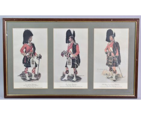 A Framed Military Print, A.E. Haswell-Miller, Highland Regiments, 50x38cm Overall