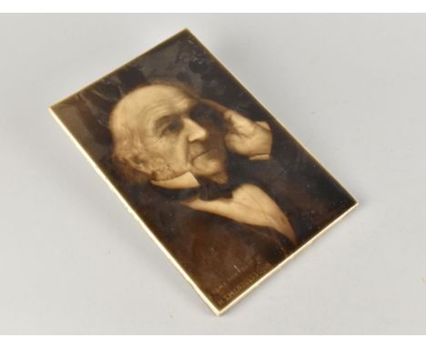 A Sherwin and Cotton Portrait Tile Plaque Depicting William Gladstone After Mendelssohn, Dated 1898, 15.5x23cms