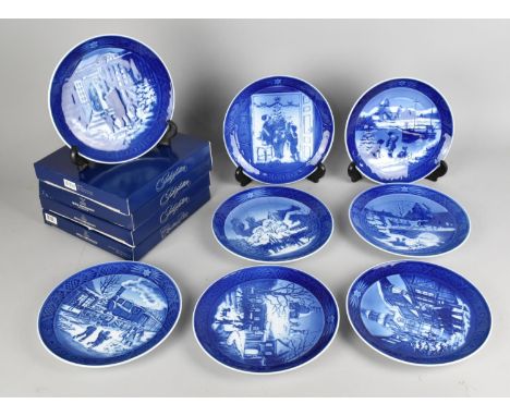 Eight Royal Copenhagen Christmas Plates