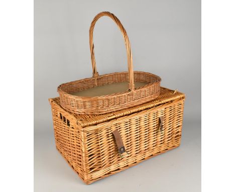 A Wicker Hamper, 51x36x26cm Together with a Trug, 46cm Long