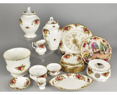 A Collection of Royal Albert Old Country Roses China to Comprise Vases, Bowls, Saucers, Side Plates etc