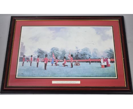 A Framed Aubrey Sykes Military Print, Presentation of New Colours at Windsor, Subject 60x35cm