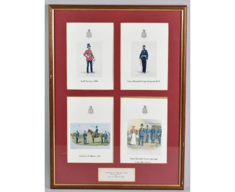 A Framed Military Print, Royal Medical Corps Uniforms, 38x53cm Overall