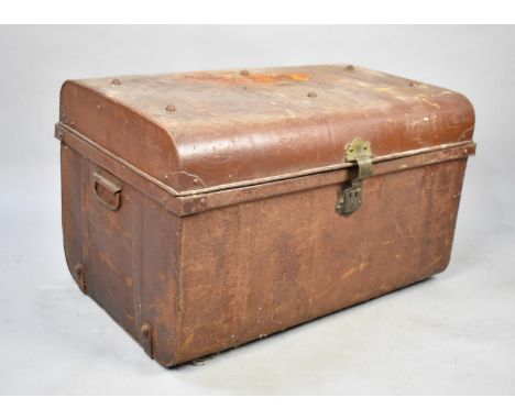 A Vintage Metal Travelling Trunk, 74cms Wide