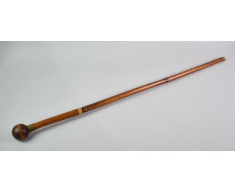 An Early 20th Century Colonial Bamboo Shafted Sword Stick with Ball Handle, 46cms Long Blade