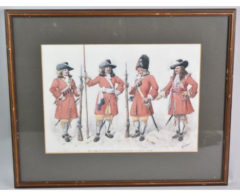 A Framed Military Print, "The Earl of Huntingdon's Regiment of Foot, 1685", After R Simpkin, 37x27cms