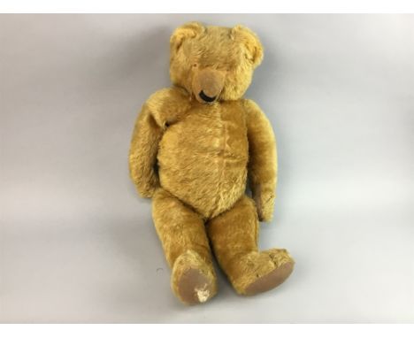 VINTAGE TEDDY BEAR, with original label for Peacocks Toy Store, London