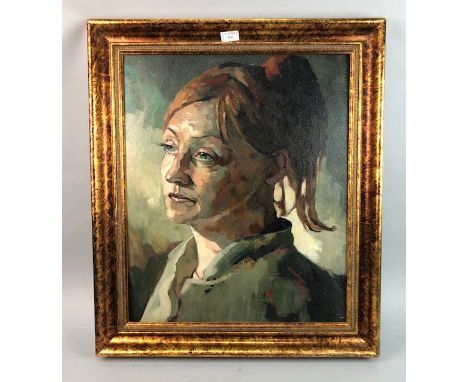 AN OIL PAINTED PORTRAIT OF A YOUNG LADY