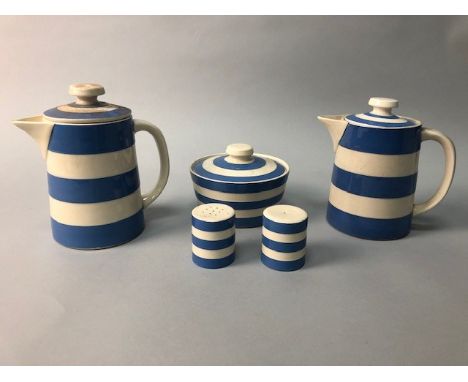 LOT OF DECORATIVE CERAMICS, including T.G. Green blue and white kitchenware; along with a ceramic decanter