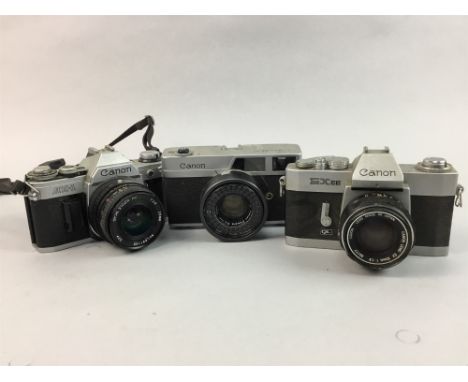 A LOT OF VINTAGE CANON CAMERAS, including Canon EX EE, Canon A-1, Canon T80, Canon AL-1; along with accessories including cam