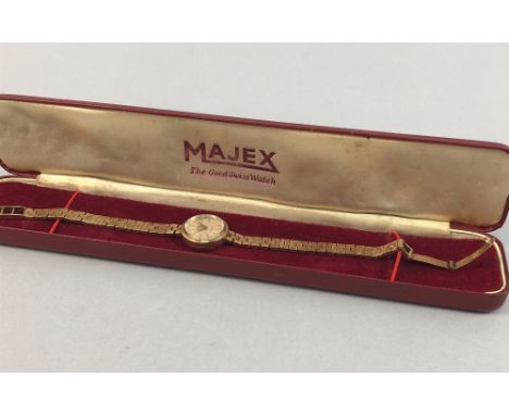 LADY'S MAJEX WATCH, on bracelet strap marked 375, in box, 19.2g; along with a group of other watches including Rotary, Montin