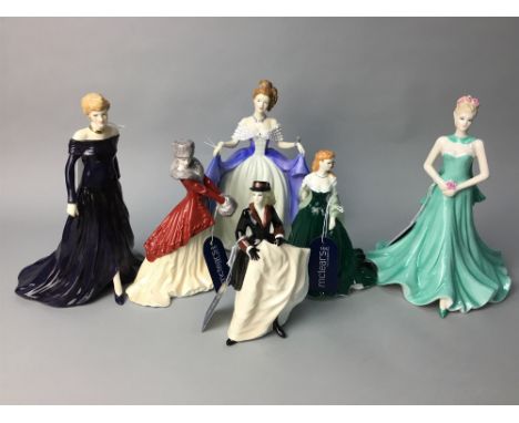 LOT OF ROYAL DOULTON FIGURES, along with Royal Worcester and Coalport examples, including an example of Diana (6)