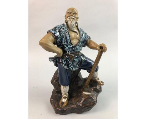 LOT OF CHINESE GLAZED CERAMIC FIGURES OF GENTLEMAN, modelled in various activities (7)