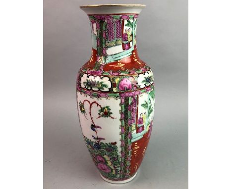 CHINESE FAMILLE ROSE VASE, along with a Chinese planter and other Asian ceramics